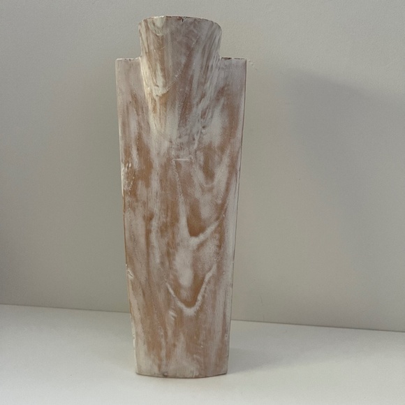 NEW Whitewashed Wooden Necklace Display Bust 15.5" - Picture 1 of 7